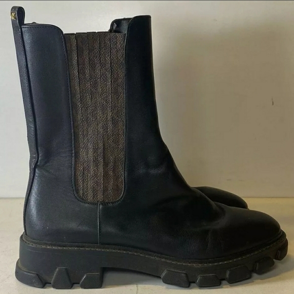 Michael Kors Designer MK Marabelle Black Studded Chelsea combat Leather Boot 7 M - Picture 3 of 7